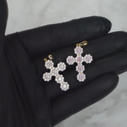 10k Gold Hex CZ Cross Pendant