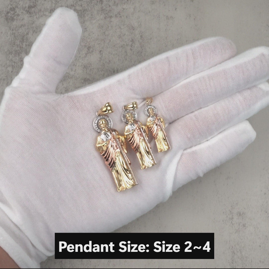 10k & 14k Gold Rosei 3D San Judas CZ Pendant