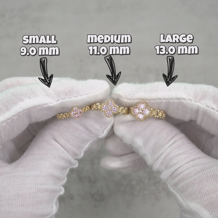 10k Gold Luxe Clover Rollie Band Ring (Pink)