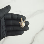 10k & 14k Gold Cari Open-Back Turtle Tricolor CZ Pendant