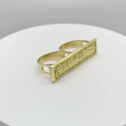 10k Gold Rec Last Supper DC Two Finger Ring