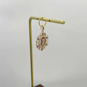 14k Gold San Judas Bloom Rose Tri-Color Round & Heart Pendant Necklace