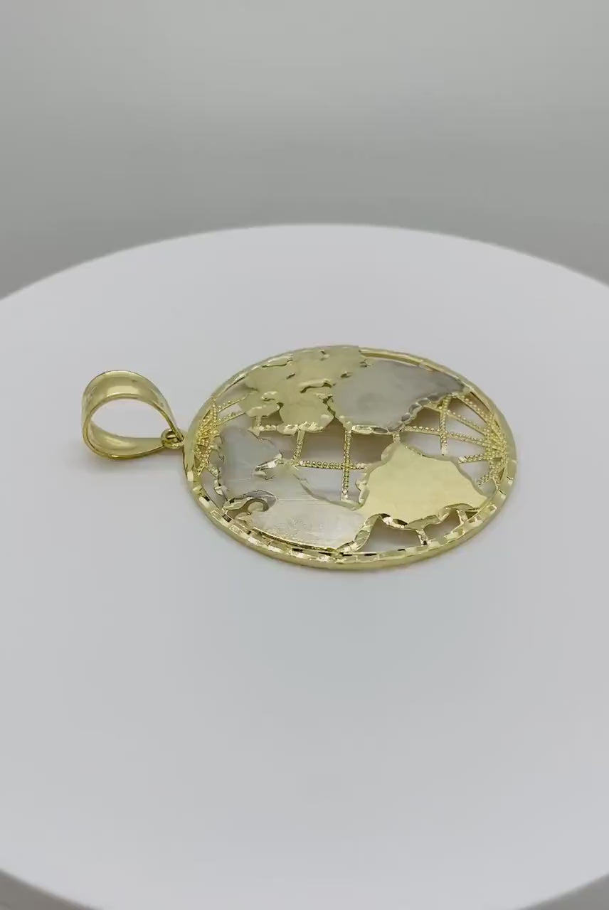 10k Gold World Two-tone Pendant