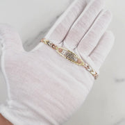 10k & 14k Gold Gilor Tricolor Quinceanera "15 Anos" Leaf Bracelet