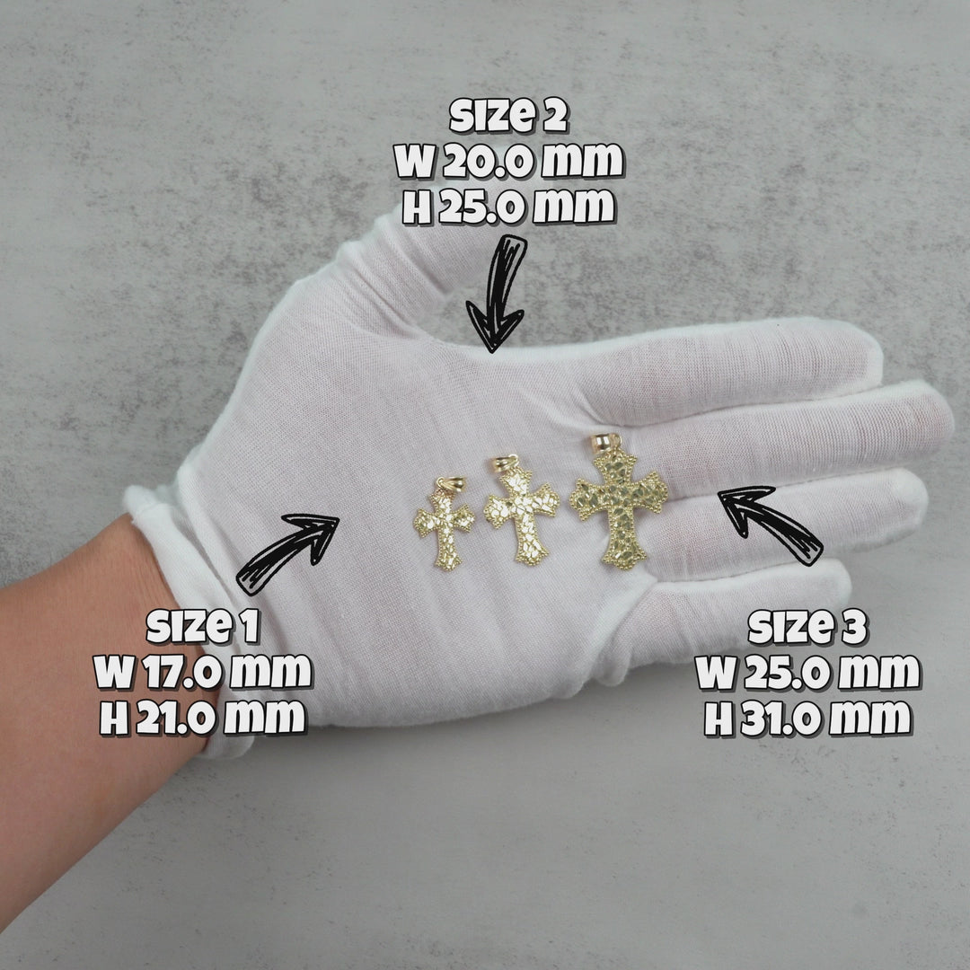 10k Gold Faith DC Nugget Gothic Cross Pendant Necklace