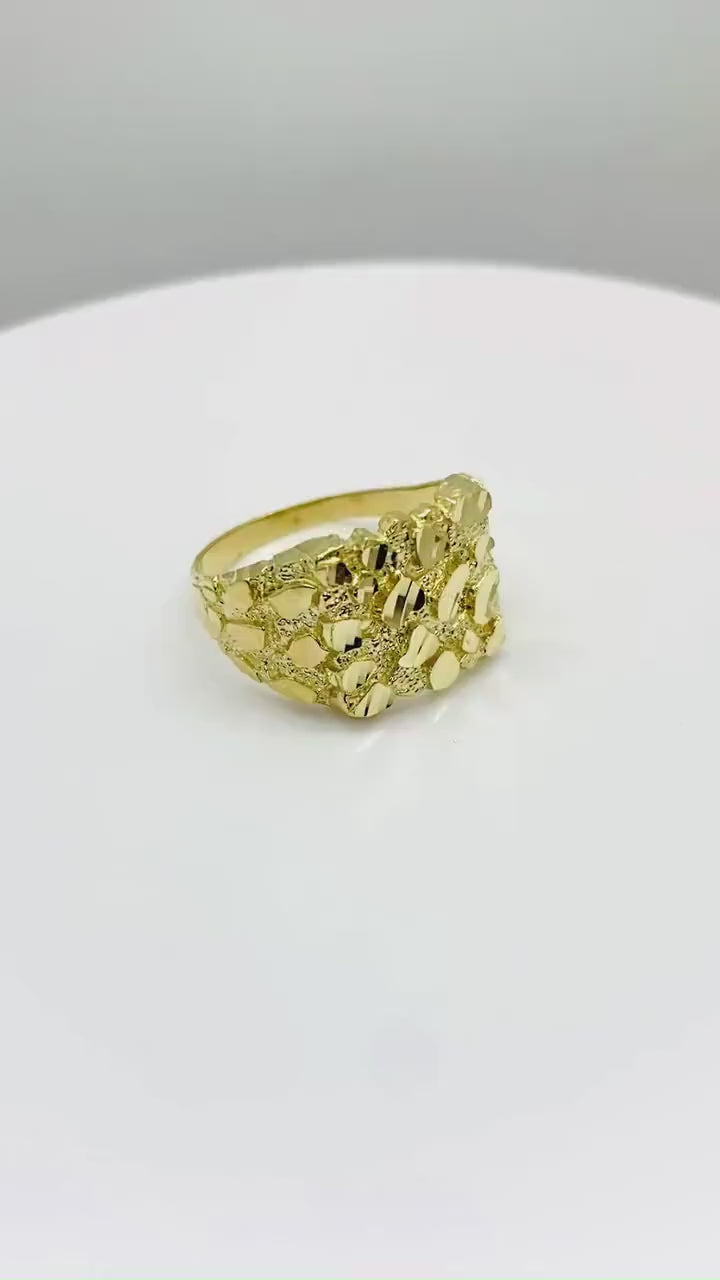 10k & 14k Gold Classic Nugget Square Ring