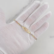 10k & 14k Gold Elyra Tricolor Quinceanera "15 Anos" Leaf Bracelet