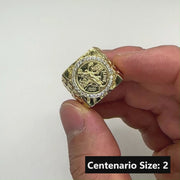 10k & 14k Gold Centenario 50 Pesos Square CZ Ring