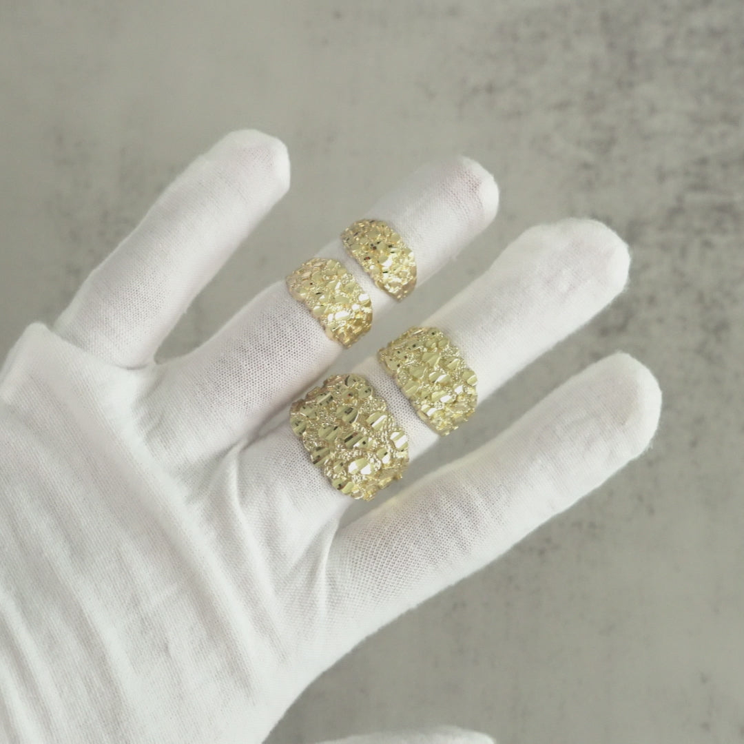 10k & 14k Gold Classic Nugget Square Ring