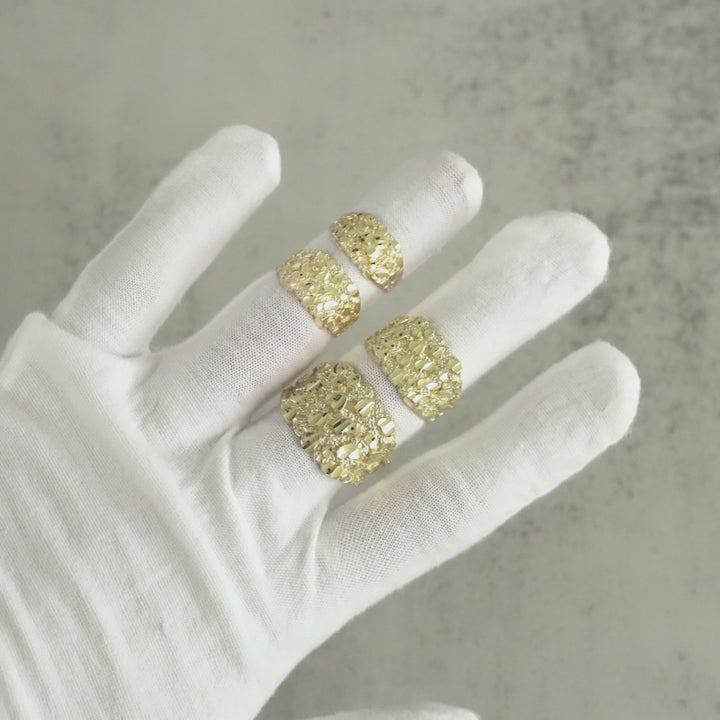 10k & 14k Gold Classic Nugget Square Ring