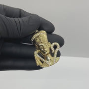 10k Gold Queen Nefertiti CZ Pendant Necklace