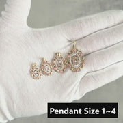 10k & 14k Gold Quinceanera Bloom Rose Tri-Color Pendant Necklace