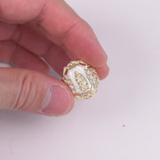 10k & 14k Gold Virgin Mary Two-Tone CZ Royal Ring