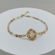 10k & 14k Gold Quinceanera Bloom Rose Tri-Color Bracelet