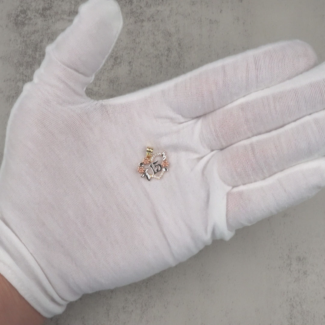 10k & 14k Gold Quinceanera Luxe Tri-Color Heart Pendant