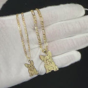 10k Gold Vintage French Bulldog DC Pendant Necklace