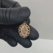 10k & 14k Gold Mom Bloom Rose Tri-Color Pendant Necklace
