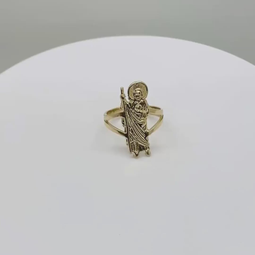 14k Solid Gold San Judas Classic Ring