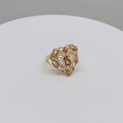10k & 14k Gold Quinceanera Bloom Rose Two-Tone Heart Ring