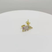 10k Gold Mini Elephant CZ Push Stud Earrings