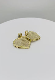 10k Gold Flat CZ Heart Pendant Necklace