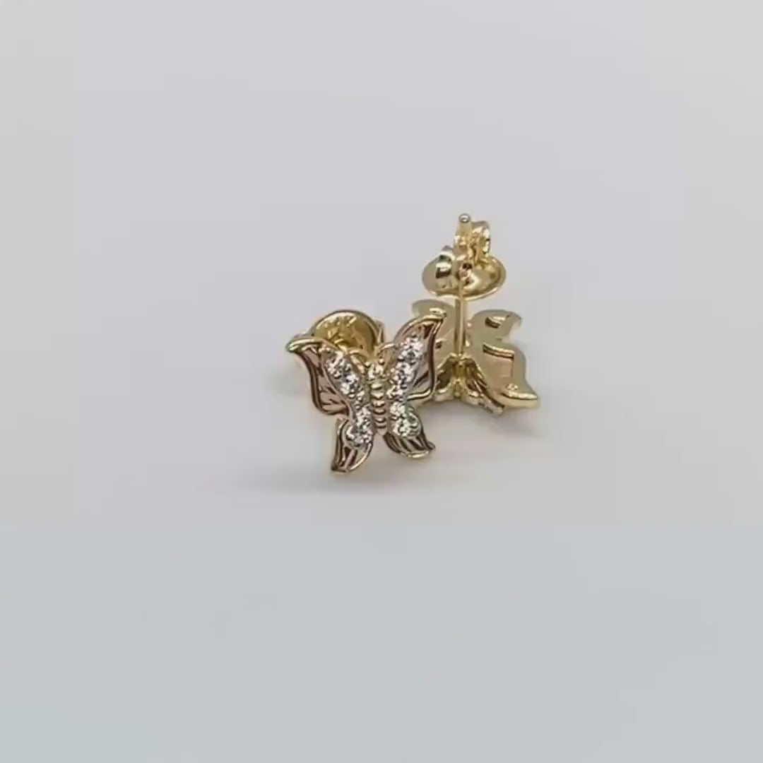 14k Gold Aura Butterfly Stud Earrings