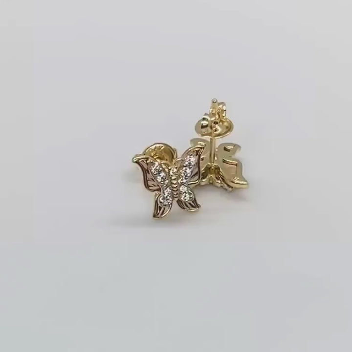 14k Gold Aura Butterfly Stud Earrings
