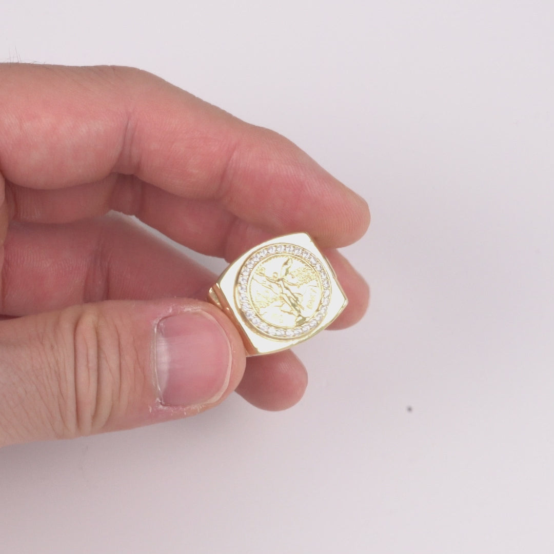 10k & 14k Gold Rexo Centenario 50 Pesos CZ Ring