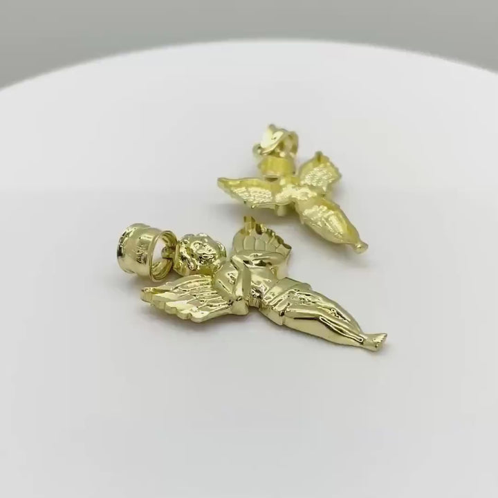 10k Gold Classic Praying Angel Pendant Necklace
