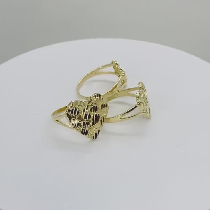 10k & 14k Gold Velin Nugget Heart Ring