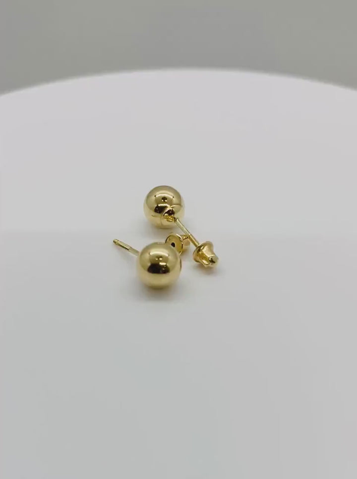 14k Gold Classic Round Ball Stud Earrings