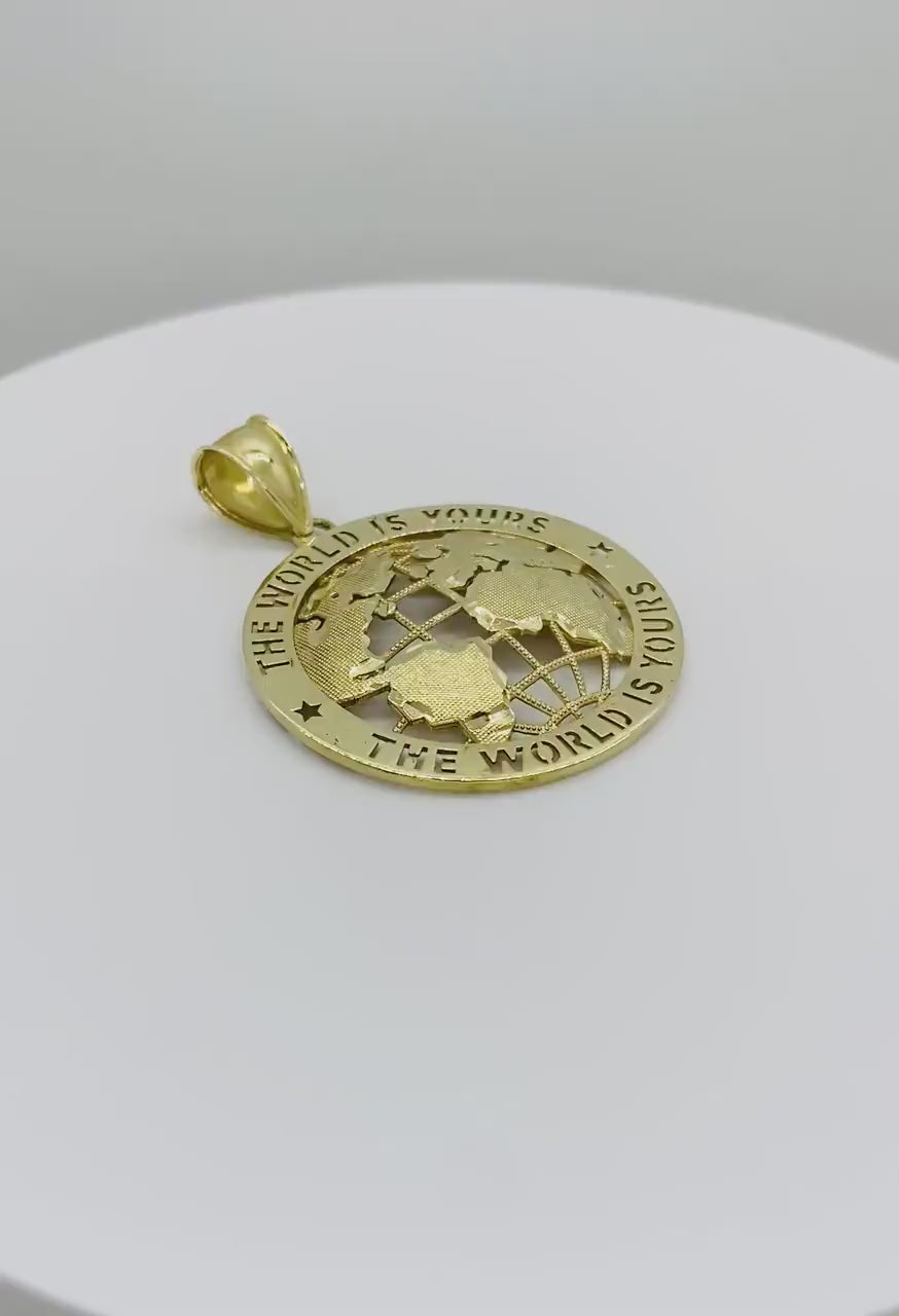 10k Gold World Is Yours Pendant Necklace