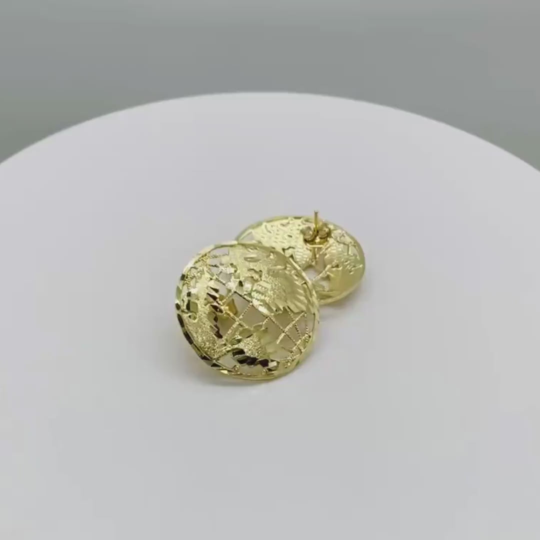 10k Gold Classic World Stud Earrings