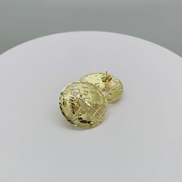 10k Gold Classic World Stud Earrings