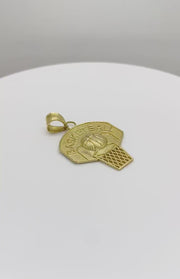10k Gold Basketball Hoop Pendant Necklace