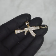 10k & 14k Gold Iced AK-47 Gun Pendant