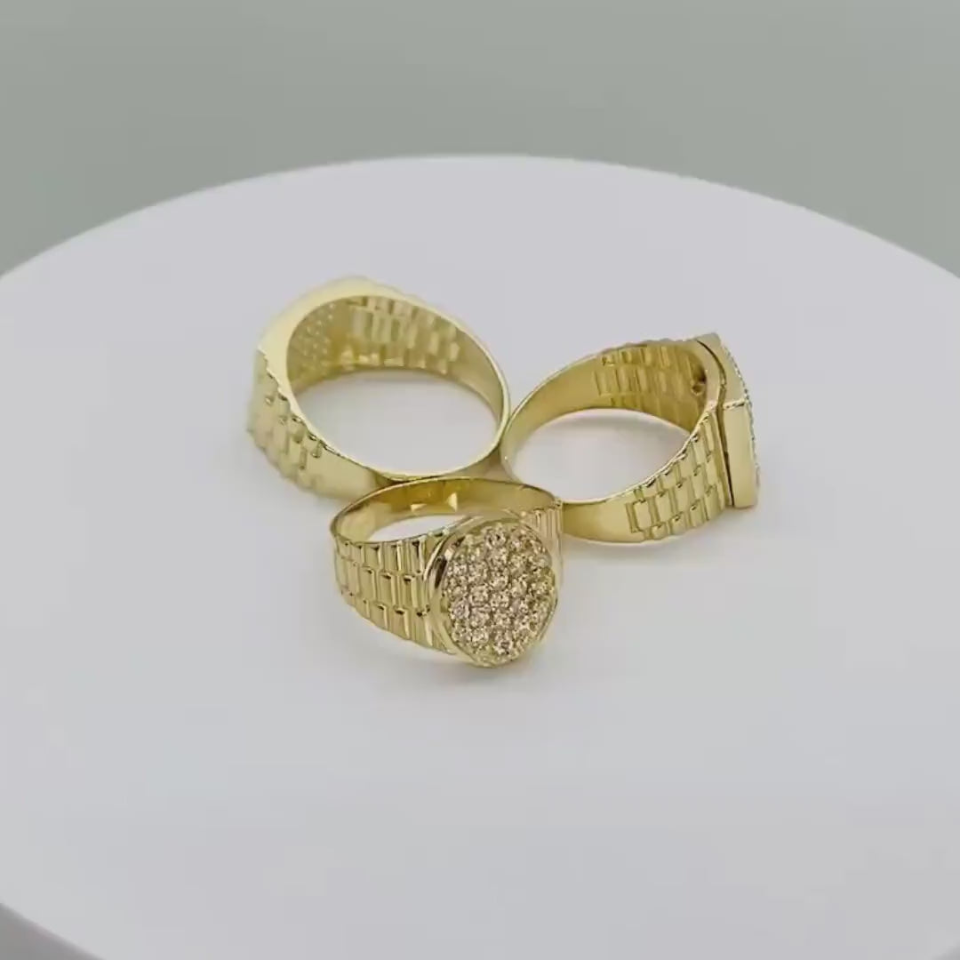 10k & 14k Gold Rollie Style CZ Ring