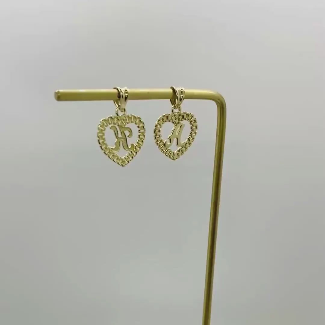 10k Gold Initial Rollie Heart Pendant Necklace