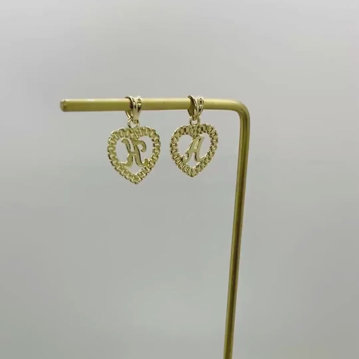 10k Gold Initial Rollie Heart Pendant Necklace