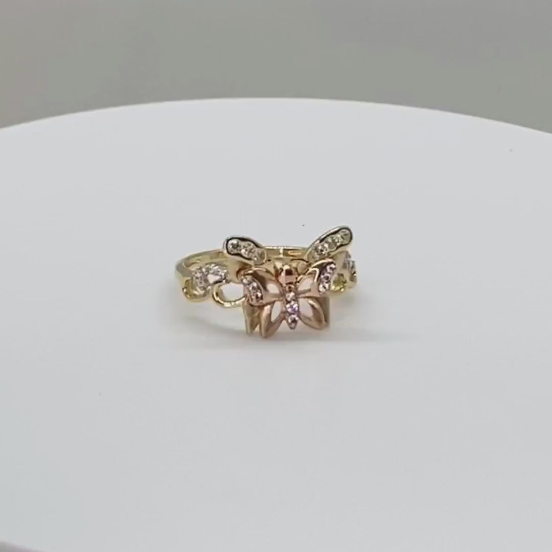 14k Gold Helic Butterfly CZ Ring