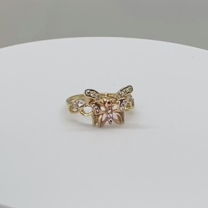 14k Gold Helic Butterfly CZ Ring