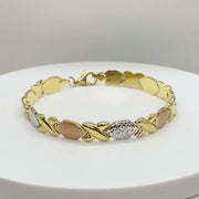 10k Gold XO Stampato Tri-Color Bracelet