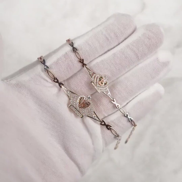 10k & 14k Gold Royal Quinceanera Crown Bracelet