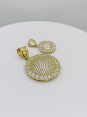 10k Gold Convex Round CZ Pendant