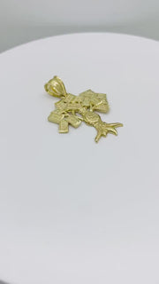 10k Gold Money Bag Dollar Tree Pendant Necklace
