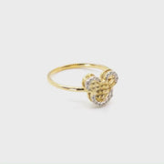 14k Gold Dainty Mouse CZ Ring