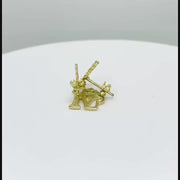 10k Gold Crown Cursive Initial CZ Earrings