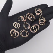14k Gold Fancy Mini Small Baby Round Tricolor Hoop Earrings