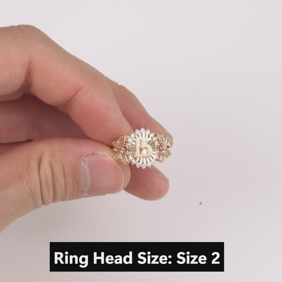 10k & 14k Gold Quinceanera Rose Two-Tone Ring