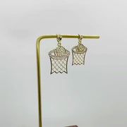 10k Gold Basketball Hoop CZ Pendant Necklace